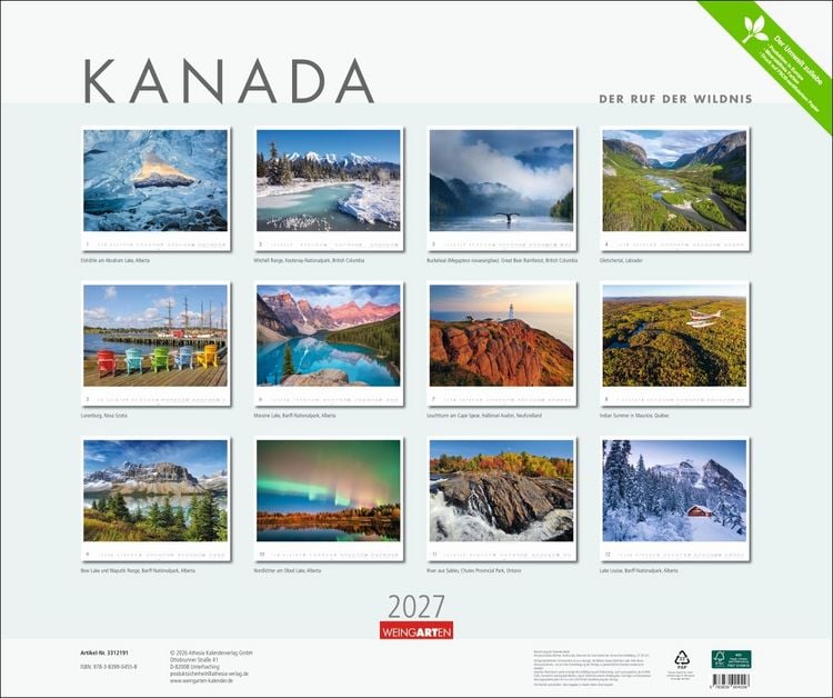Produktbild: Kanada Kalender 2027 - Der Ruf der Wildnis