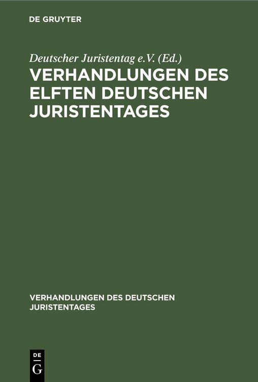 Produktbild: Verhandlungen des Elften Deutschen Juristentages