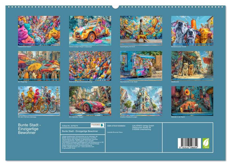 Produktbild: Bunte Stadt - Einzigartige Bewohner (hochwertiger Premium Wandkalender 2026 DIN A2 quer), Kunstdruck in Hochglanz