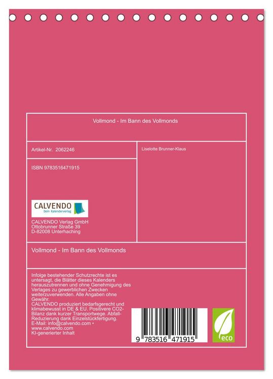 Produktbild: Vollmond - Im Bann des Vollmonds (Tischkalender 2026 DIN A5 hoch), CALVENDO Monatskalender