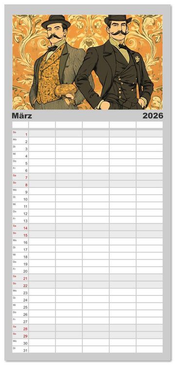 Produktbild: Familienplaner 2026 - Im Stil des Art Nouveau mit 5 Spalten (Wandkalender, 21 x 45 cm) CALVENDO
