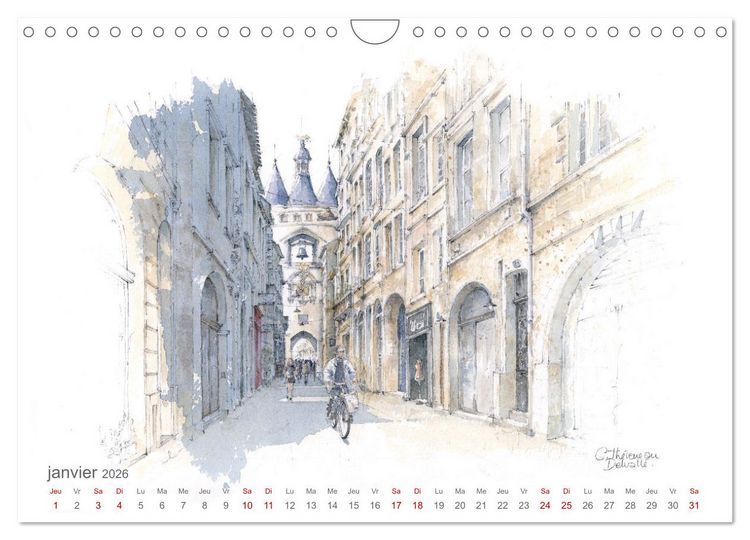 Produktbild: BORDEAUX, promenade dessin&eacute;e (Calendrier mural 2026 DIN A4 vertical), CALVENDO calendrier mensuel