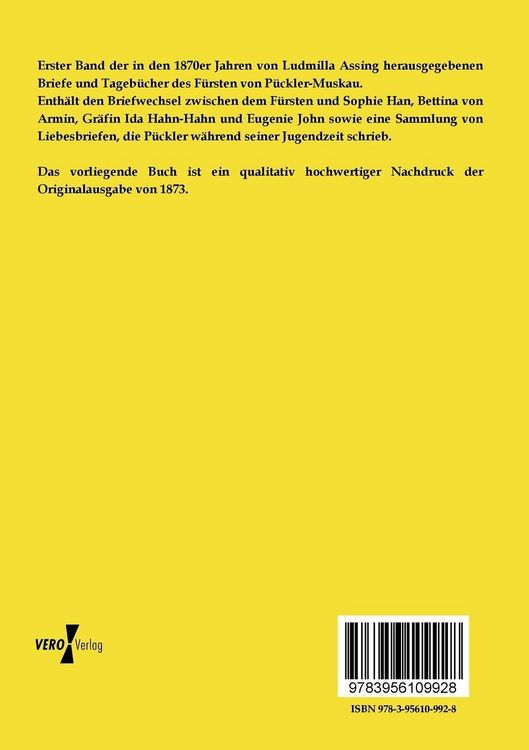 Produktbild: Briefwechsel und Tageb&uuml;cher des F&uuml;rsten Hermann von P&uuml;ckler-Muskau