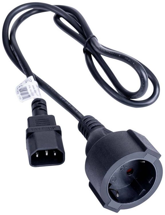 Produktbild: Akyga Strom Anschlusskabel [1x Kaltger&auml;te-Stecker C14 - 1x Schutzkontakt-Steckdose] 1.00 m Schwarz