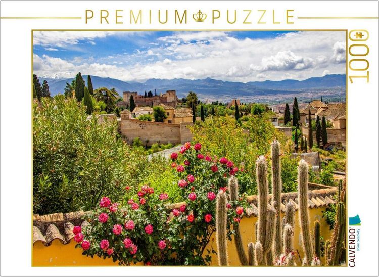 Produktbild: CALVENDO Puzzle Der Blick auf die Stadtburg Alhambra | 1000 Teile Lege-Gr&ouml;&szlig;e 64x48cm Foto-Puzzle f&uuml;r gl&uuml;ckliche Stunden