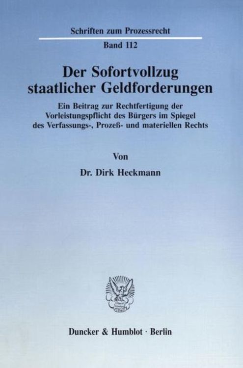 Produktbild: Der Sofortvollzug staatlicher Geldforderungen.