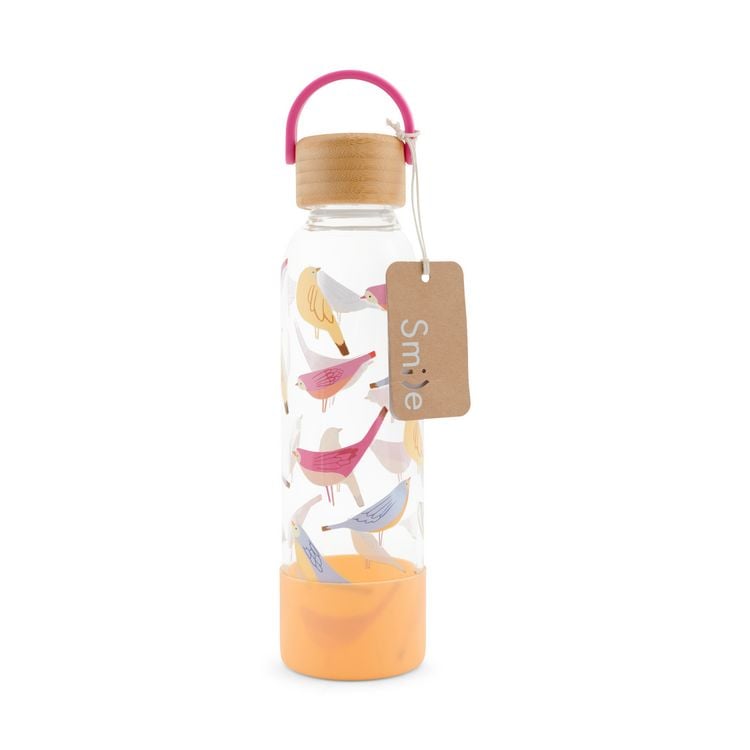 Produktbild: Trinkflasche aus Glas mit Silikoncover, "Yellow Canary"