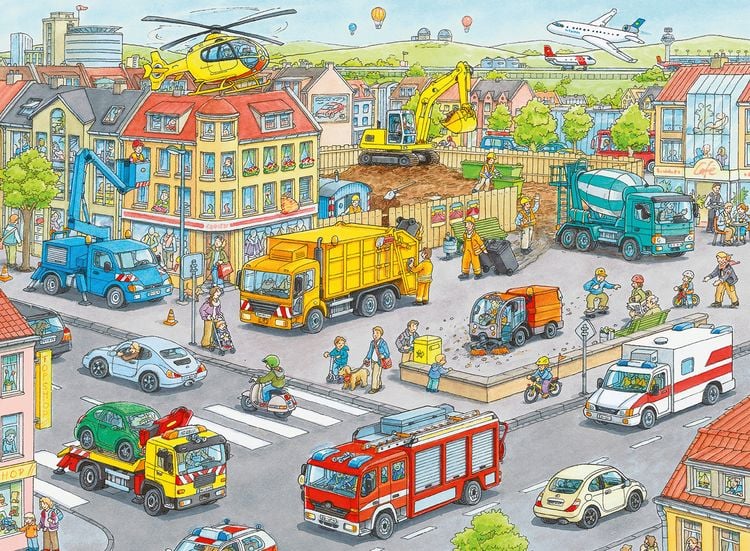 Puzzle Ravensburger Fahrzeuge in der Stadt 100 Teile XXL