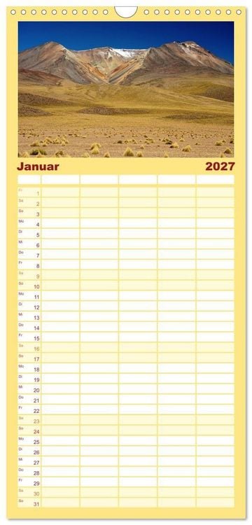 Produktbild: Familienplaner 2027 - Bolivien - Eine Wanderreise mit 5 Spalten (Wandkalender, 21 x 45 cm) CALVENDO
