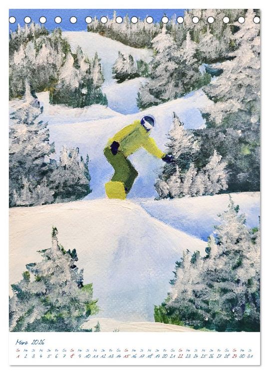 Produktbild: Powder Passion - Snowboardkunst im H&ouml;henrausch (Tischkalender 2026 DIN A5 hoch), CALVENDO Monatskalender