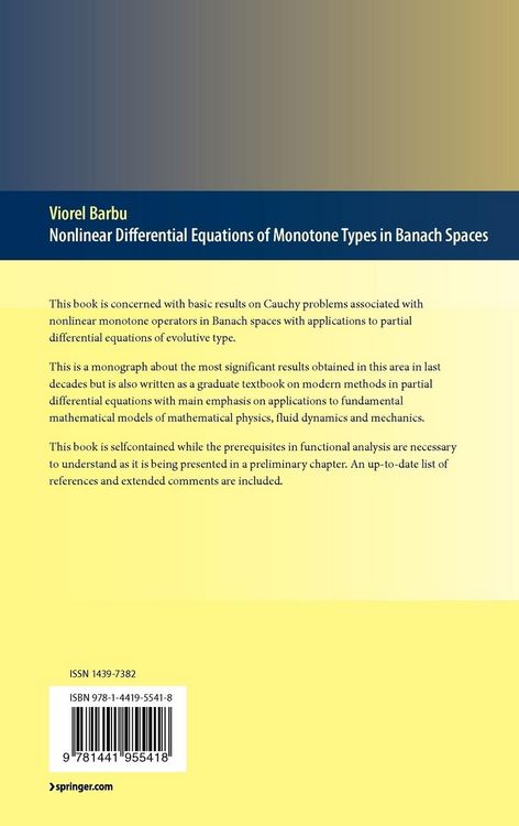 Produktbild: Nonlinear Differential Equations of Monotone Types in Banach Spaces