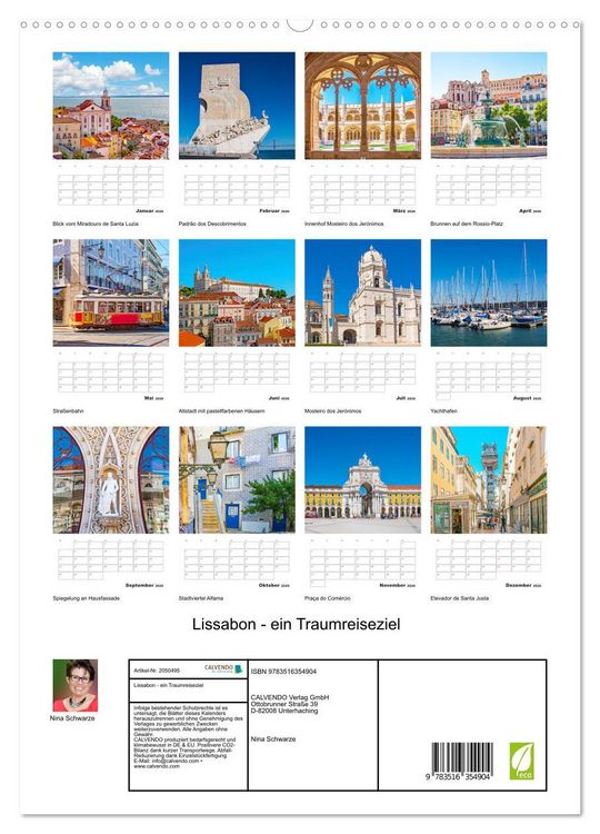 Produktbild: Lissabon - ein Traumreiseziel (Wandkalender 2026 DIN A2 hoch), CALVENDO Monatskalender