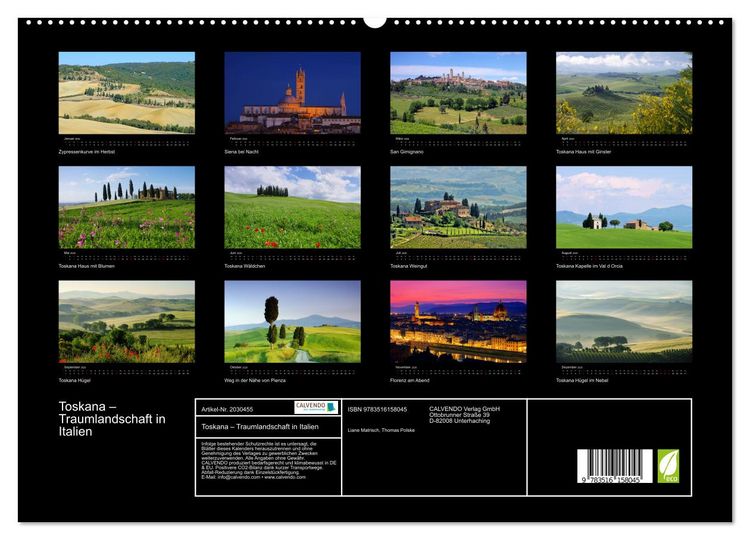 Produktbild: Toskana &ndash; Traumlandschaft in Italien (hochwertiger Premium Wandkalender 2026 DIN A2 quer), Kunstdruck in Hochglanz