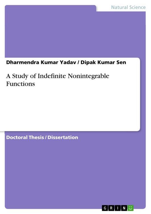 Produktbild: A Study of Indefinite Nonintegrable Functions