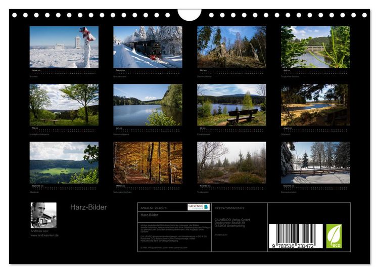 Produktbild: Harz-Bilder (Wandkalender 2026 DIN A4 quer), CALVENDO Monatskalender
