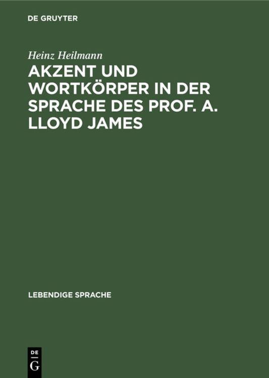 Produktbild: Akzent und Wortk&ouml;rper in der Sprache des Prof. A. Lloyd James