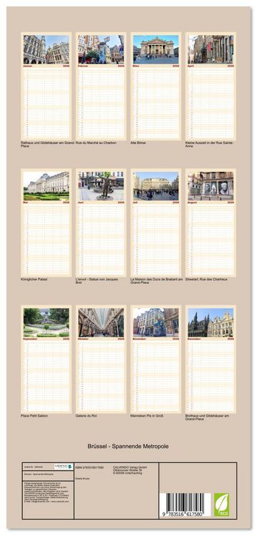 Produktbild: Familienplaner 2026 - Br&uuml;ssel - Spannende Metropole mit 5 Spalten (Wandkalender, 21 x 45 cm) CALVENDO