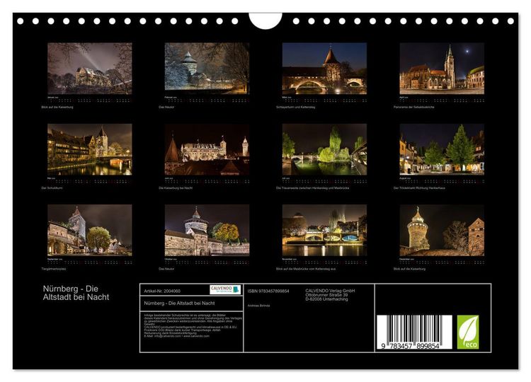 Produktbild: N&uuml;rnberg - Die Altstadt bei Nacht (Wandkalender 2026 DIN A4 quer), CALVENDO Monatskalender