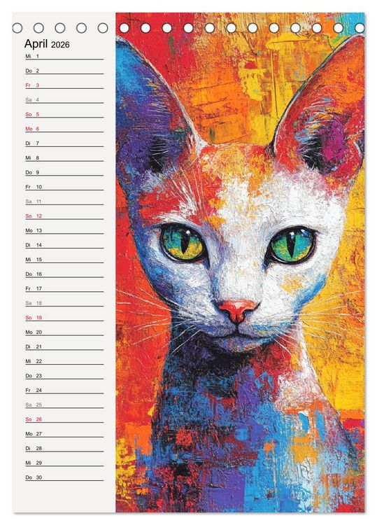 Produktbild: Katzenportraits. Moderne Samtpfoten-Kunst (Tischkalender 2026 DIN A5 hoch), CALVENDO Monatskalender