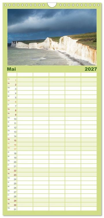 Produktbild: Familienplaner 2027 - Seven Sisters - Gro&szlig;britanniens h&ouml;chste Kreidefelsen mit 5 Spalten (Wandkalender, 21 x 45 cm) CALVENDO