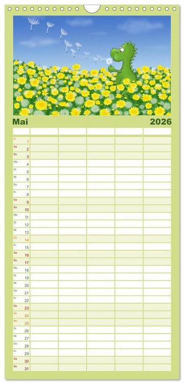 Produktbild: Familienplaner 2026 - Der kleine Drache mit 5 Spalten (Wandkalender, 21 x 45 cm) CALVENDO