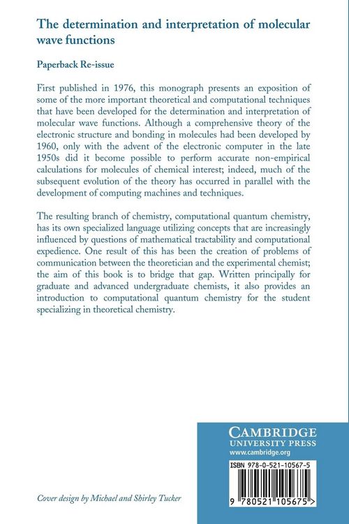 Produktbild: The Determination and Interpretation of Molecular Wave Functions
