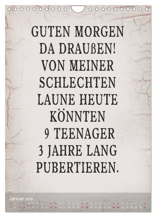 Produktbild: Ziemlich schlecht gelaunt (Wandkalender 2026 DIN A4 hoch), CALVENDO Monatskalender