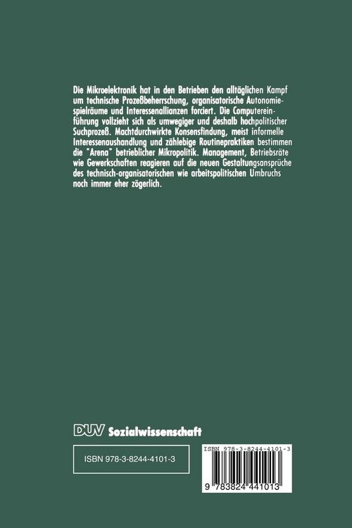 Produktbild: Betriebliche Technikgestaltung und Interessenvertretung als Mikropolitik