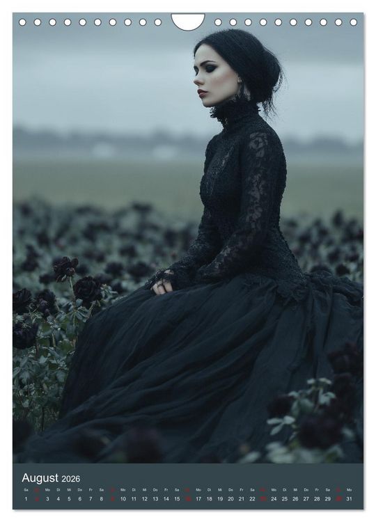 Produktbild: Gothic Girls - d&uuml;stere Frauen in schwarzer Gothic-Kleidung (Wandkalender 2026 DIN A4 hoch), CALVENDO Monatskalender