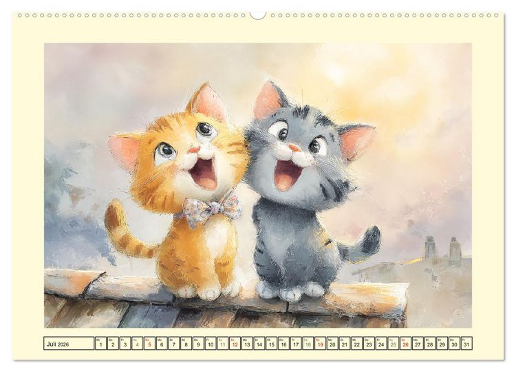 Produktbild: Pastellpf&ouml;tchen. Liebliche Katzen in sanften Farben (Wandkalender 2026 DIN A2 quer), CALVENDO Monatskalender