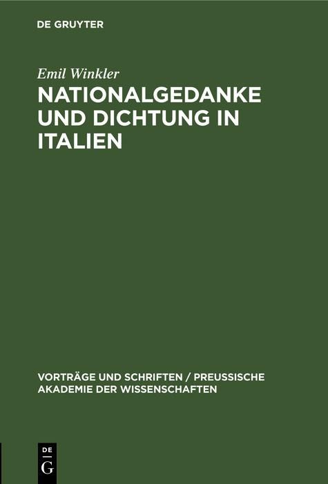 Produktbild: Nationalgedanke und Dichtung in Italien