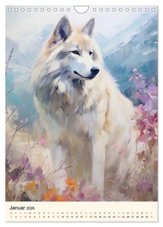 Produktbild: W&ouml;lfe. Zarte Aquarelle von beeindruckenden Tieren (Wandkalender 2026 DIN A4 hoch), CALVENDO Monatskalender
