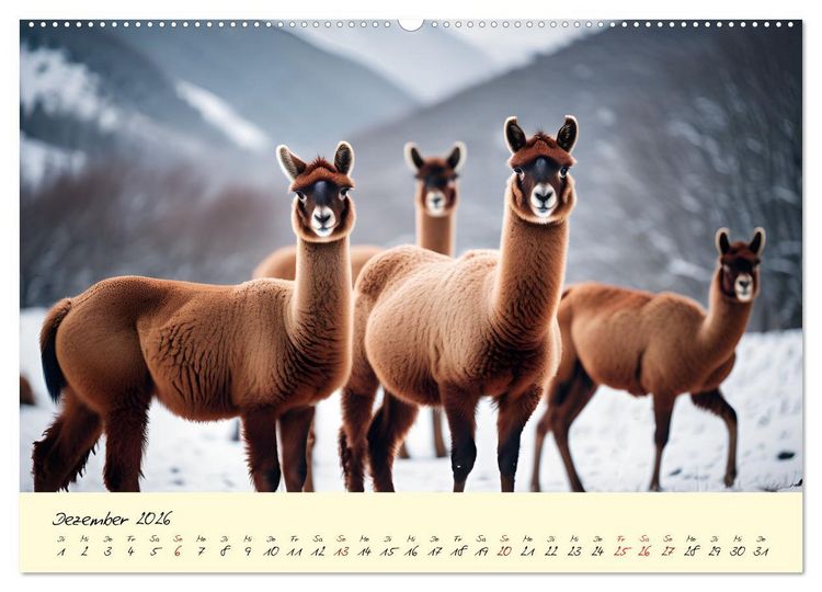 Produktbild: Alpakas, die sanften Andenbewohner (hochwertiger Premium Wandkalender 2026 DIN A2 quer), Kunstdruck in Hochglanz