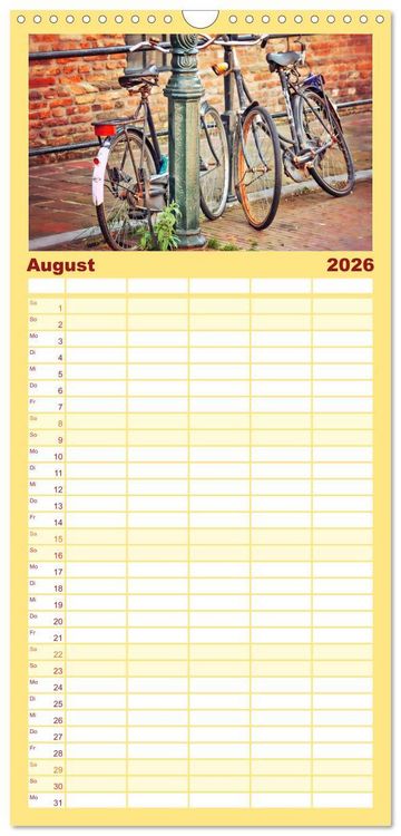 Produktbild: Familienplaner 2026 - Stadtfahrrad mit 5 Spalten (Wandkalender, 21 x 45 cm) CALVENDO