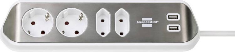 Produktbild: Brennenstuhl 1153590420 Tischsteckdose 1 St&uuml;ck Silber, Wei&szlig; Schutzkontakt 1St.