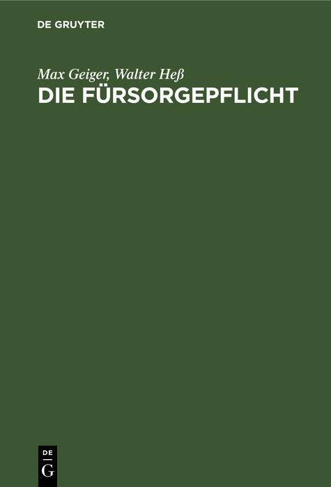 Produktbild: Die F&uuml;rsorgepflicht
