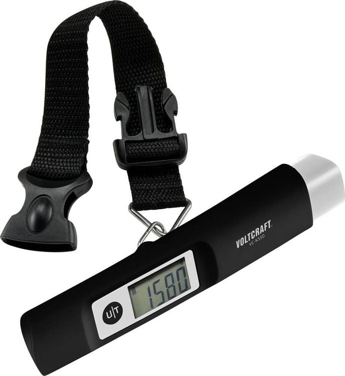 Produktbild: VOLTCRAFT VC-KS50 Kofferwaage VC-KS50 W&auml;gebereich (max.) 50 kg Ablesbarkeit 10 g dynamobetrieben Schwarz, Lichtgrau
