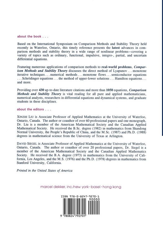 Produktbild: Comparison Methods and Stability Theory