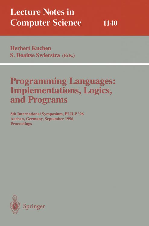 Produktbild: Programming Languages: Implementations, Logics, and Programs