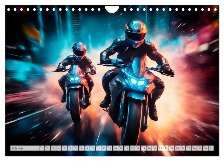 Produktbild: Coole KI-generierte MOTORR&Auml;DER (Wandkalender 2026 DIN A4 quer), CALVENDO Monatskalender