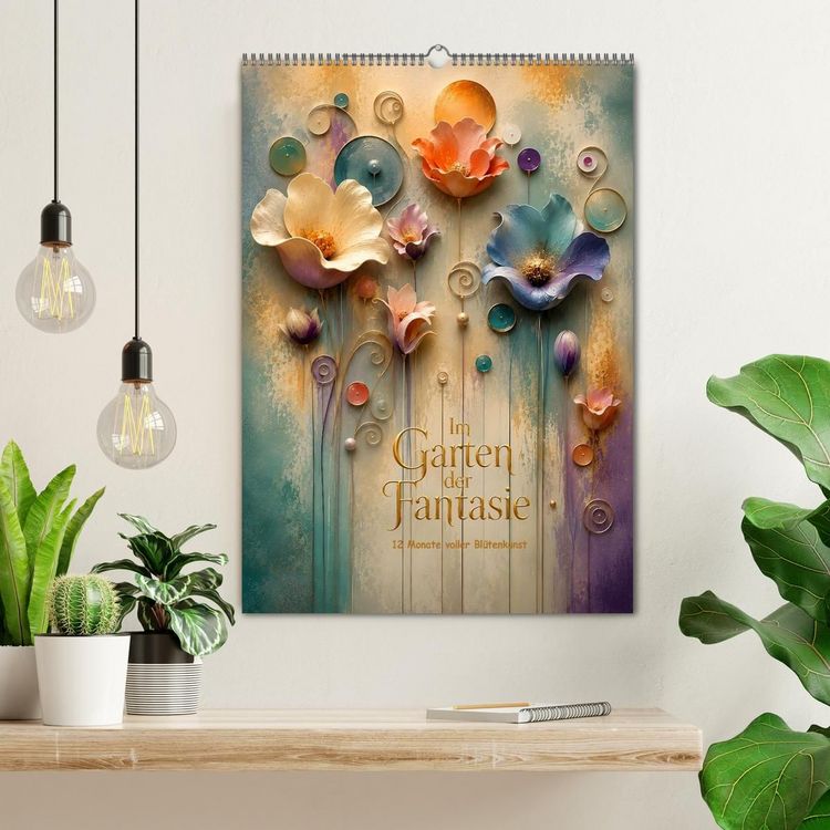 Produktbild: Im Garten der Fantasie - 12 Monate voller Bl&uuml;tenkunst (Wandkalender 2027 DIN A2 hoch), CALVENDO Monatskalender