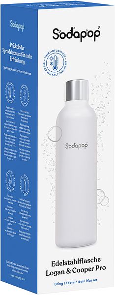 Produktbild: SODAPOP Edelstahlflasche 750ml wei&szlig; f&uuml;r Logan und Cooper Pro