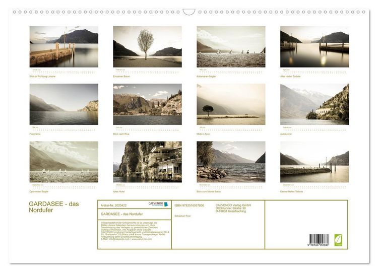 Produktbild: GARDASEE - das Nordufer (Wandkalender 2026 DIN A2 quer), CALVENDO Monatskalender