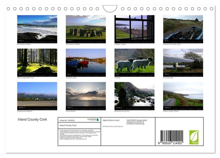 Produktbild: Irland County Cork (Wandkalender 2026 DIN A4 quer), CALVENDO Monatskalender