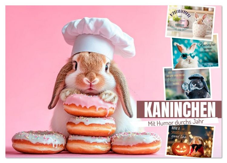 Produktbild: KANINCHEN Mit Humor durchs Jahr (Tischkalender 2026 DIN A5 quer), CALVENDO Monatskalender