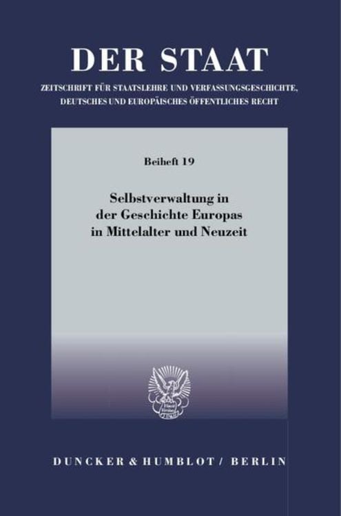 Produktbild: Selbstverwaltung in der Geschichte Europas in Mittelalter und Neuzeit.