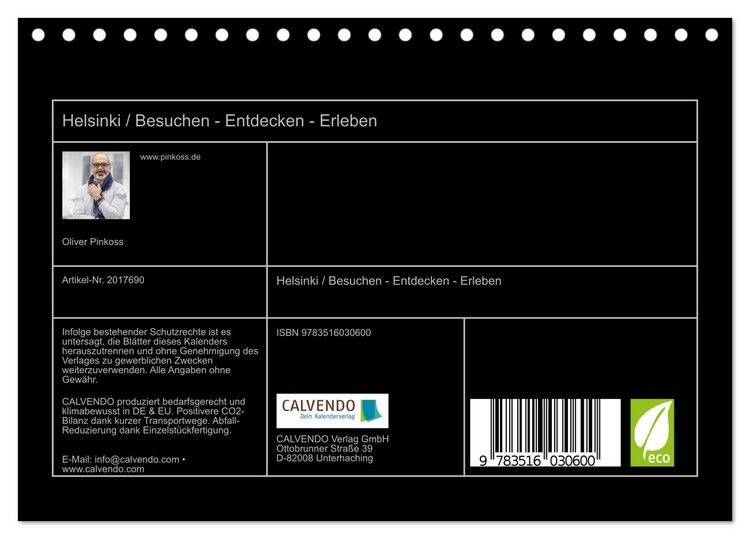 Produktbild: Helsinki / Besuchen - Entdecken - Erleben (Tischkalender 2026 DIN A5 quer), CALVENDO Monatskalender
