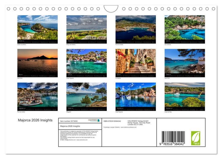Produktbild: Majorca 2026 Insights (Wall Calendar 2026 DIN A4 landscape), CALVENDO 12 Month Wall Calendar