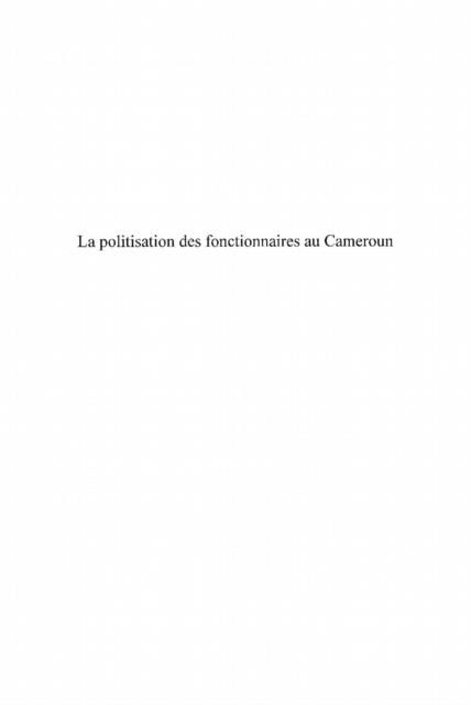 Produktbild: Politisation des fonctionnaires au camer
