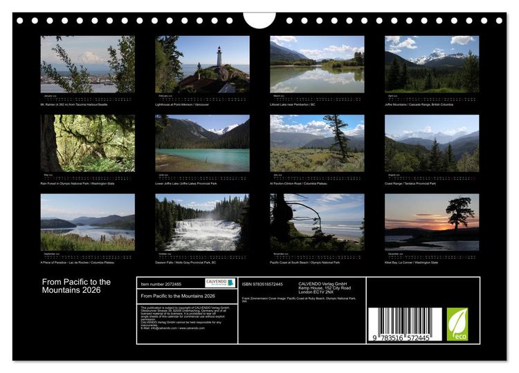 Produktbild: From Pacific to the Mountains 2026 (Wall Calendar 2026 DIN A4 landscape), CALVENDO 12 Month Wall Calendar